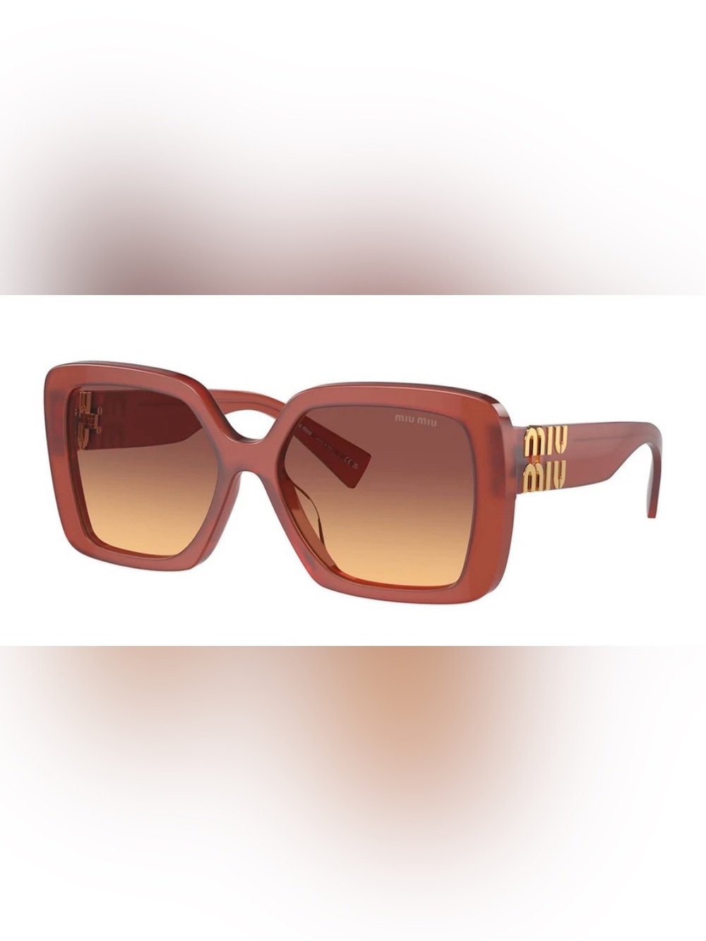 Miu Miu Cognac Opal Oversized Square Sunglasses